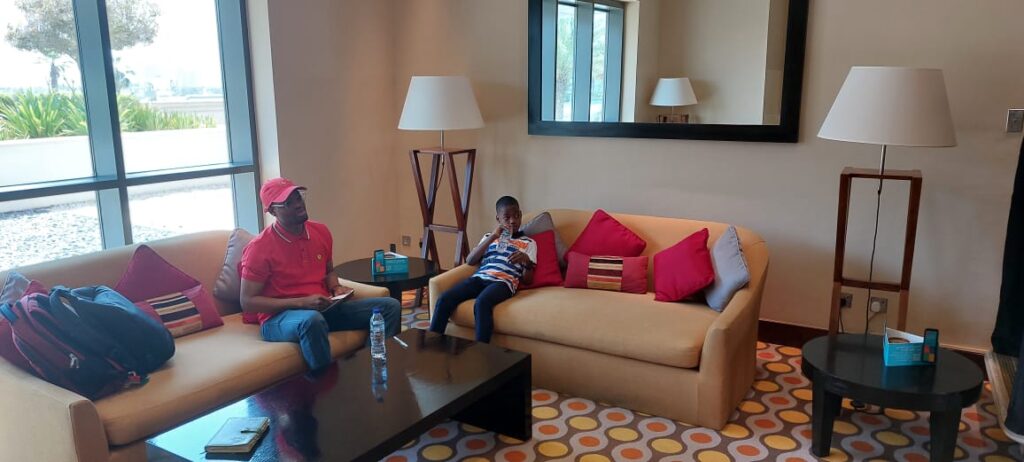 Hemingway's Safaris Africa Member and son in Dubai Apartment